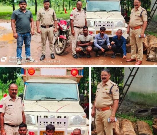 सागौन गोला की तस्करी: 3 लुटेरे गिरफ्तार, साथी आरोपी फरार, 7 नग सागौन गोला व आरा मशीन जप्त सागौन गोला की तस्करी: 3 लुटेरे गिरफ्तार, साथी आरोपी फरार, 7 नग सागौन गोला व आरा मशीन जप्त