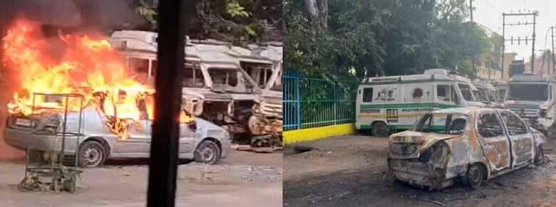 सामुदायिक स्वास्थ्य केंद्र में खड़ी गाड़ी में अचानक लगी आग