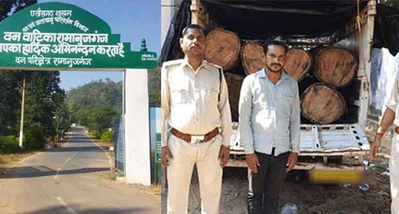 छत्तीसगढ़-बलरामपुर के जंगल से आधी रात को पकड़ी पिकअप, सात नग साल की लकड़ी बरामद छत्तीसगढ़-बलरामपुर के जंगल से आधी रात को पकड़ी पिकअप, सात नग साल की लकड़ी बरामद