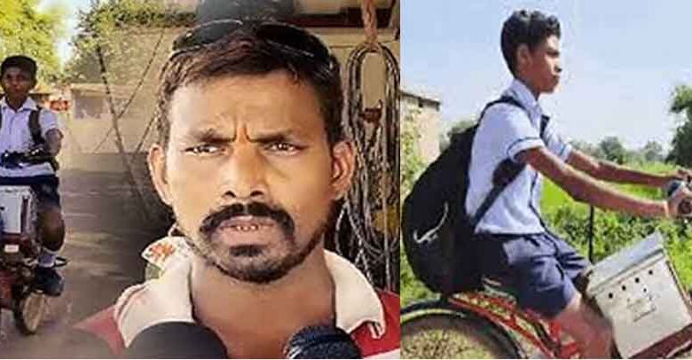 छत्तीसगढ़-बालोद में स्कूल जाने के लिए कबाड़ से बनाई ई-बाइक, जुगाड़ी बेटा बना वायरल बॉय