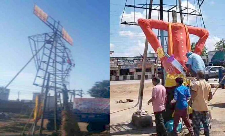 धमतरी में दशहरा से पहले बदमाशों ने जला दिया 40 फीट रावण, फिर से बनाया जा रहा नया पुतला धमतरी में दशहरा से पहले बदमाशों ने जला दिया 40 फीट रावण, फिर से बनाया जा रहा नया पुतला