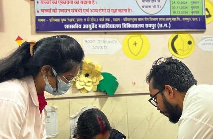 शासकीय आयुर्वेद महाविद्यालय चिकित्सालय में 2211 बच्चों को कराया गया स्वर्णप्राशन, 342 बच्चों को दिए गए पांच दवाओं से निर्मित बाल रक्षा किट शासकीय आयुर्वेद महाविद्यालय चिकित्सालय में 2211 बच्चों को कराया गया स्वर्णप्राशन, 342 बच्चों को दिए गए पांच दवाओं से निर्मित बाल रक्षा किट