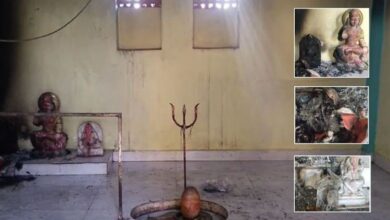 गांधी चौक स्थित शिव मंदिर में असमाजिक तत्वों ने की आगजनी, मूर्तियों और पूजा सामग्री को नुकसान