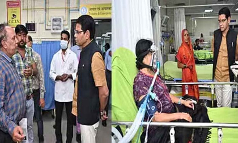 छत्तीसगढ़-रायपुर के एम्स और मेकाहारा अस्पताल पहुंचे राजस्व मंत्री टंकराम वर्मा, मरीजों से स्वास्थ्य की ली जानकारी