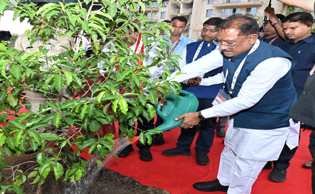 मुख्यमंत्री ने आईआईएम रायपुर परिसर में किया सुशासन वाटिका का शुभारंभ