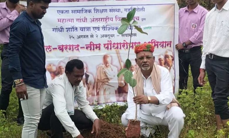 महात्मा गांधी अंतरराष्ट्रीय विचार मंच द्वारा विश्व शांतिदूत प्रकाश आर अर्जुनवार का जन्मदिन के साथ अनेक राज्यों में पीपल बरगद नीम पौधारोपण अभियान शुभारंभ हुआ महात्मा गांधी अंतरराष्ट्रीय विचार मंच द्वारा विश्व शांतिदूत प्रकाश आर अर्जुनवार का जन्मदिन के साथ अनेक राज्यों में पीपल बरगद नीम पौधारोपण अभियान शुभारंभ हुआ