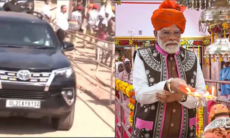 नर्मदा जिले में पीएम मोदी ने भगवान बिरसा मुंडा को नमन किया, देवमोगरा मंदिर में की पूजा