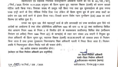 एसआईआर कार्य में लापरवाही पर तीन शिक्षक निलंबित