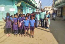 अर्जुनी में उल्लास साक्षरता हेतु निकाली गई रैली : लगे साक्षरता के नारे।