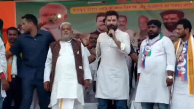 नालंदा में चिराग पासवान ने श्रवण कुमार के पक्ष में जनसभा को संबोधित किया