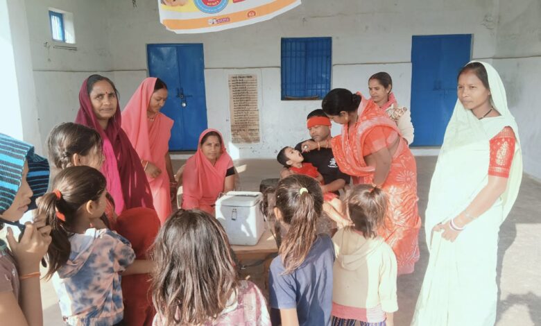 अर्जुनी में 336 बच्चों को पिलाई पोलिया की खुराक।