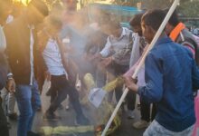 विहिप ने बांग्लादेश का पुतला दहन कर जोरदार विरोध प्रदर्शन किया